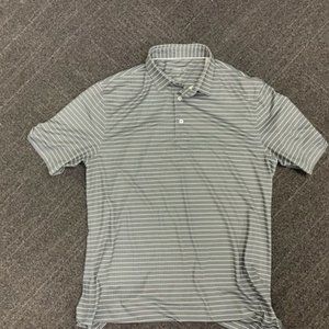 Johnnie-O Birdie Polo Performance Medium Gray Stripe Spandex Golf Polo Shirt